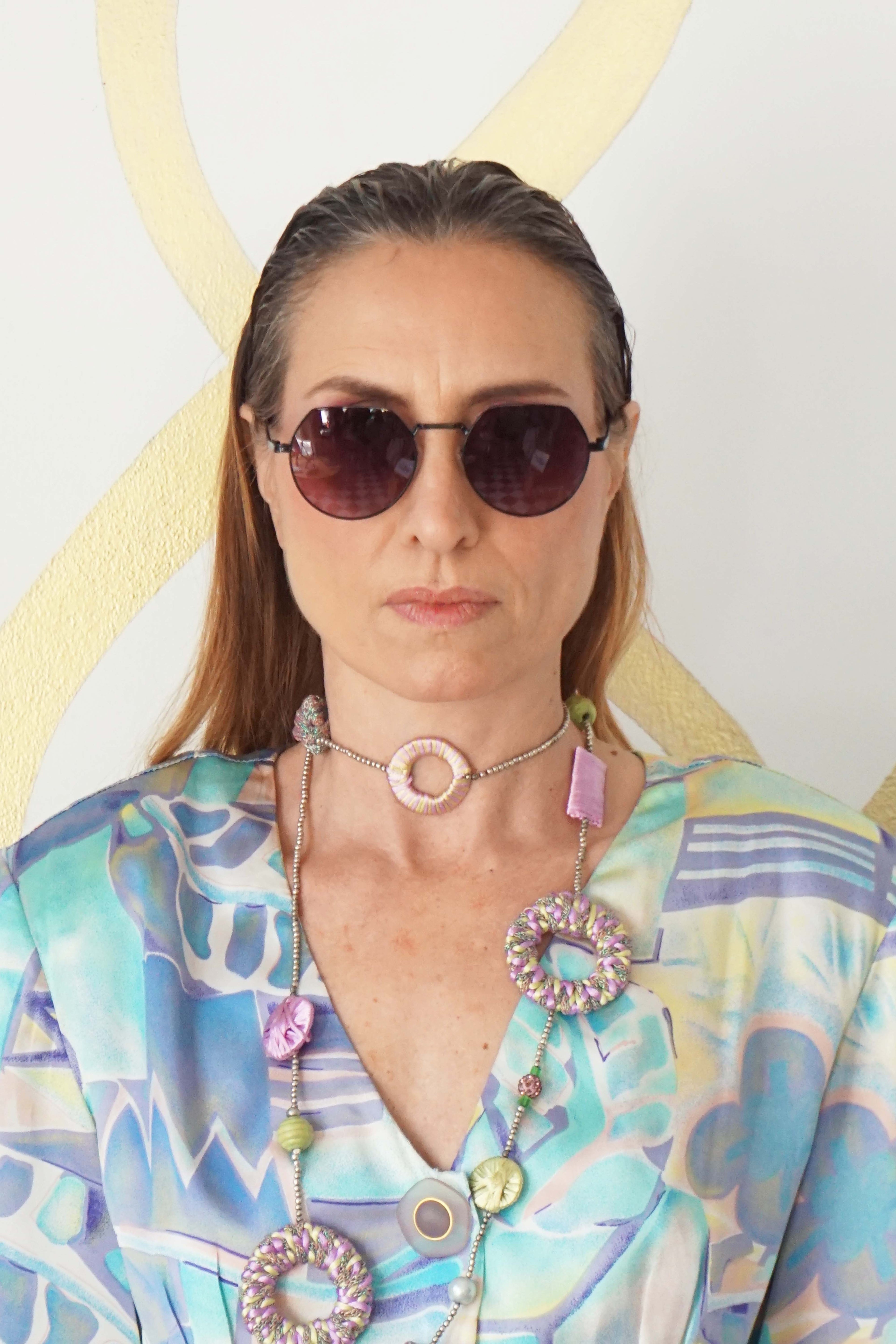 Vestito astratto pastello stampa giometrica