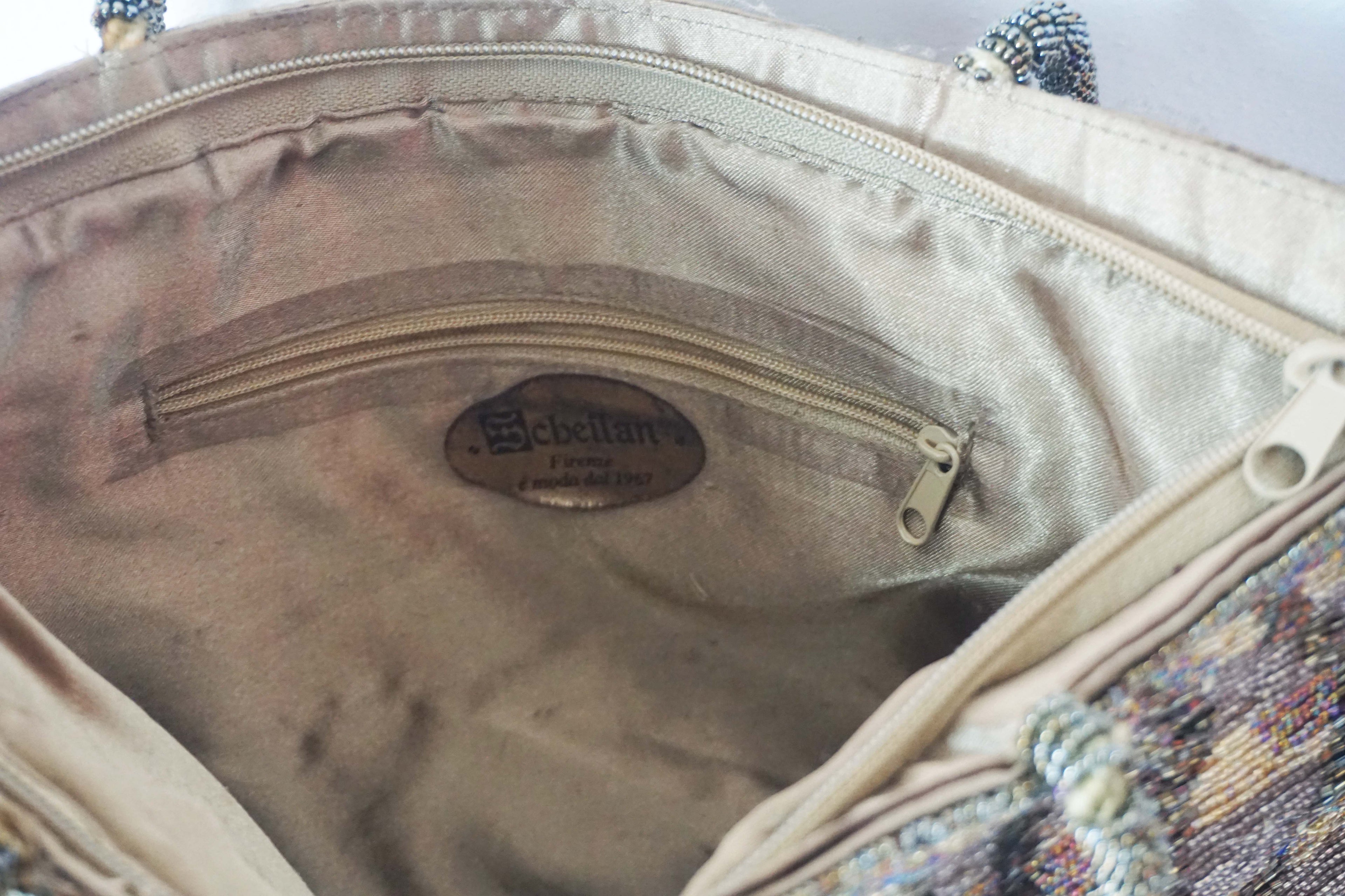 Borsa tracollina Scheilan-Firenze in raso decorata con perline