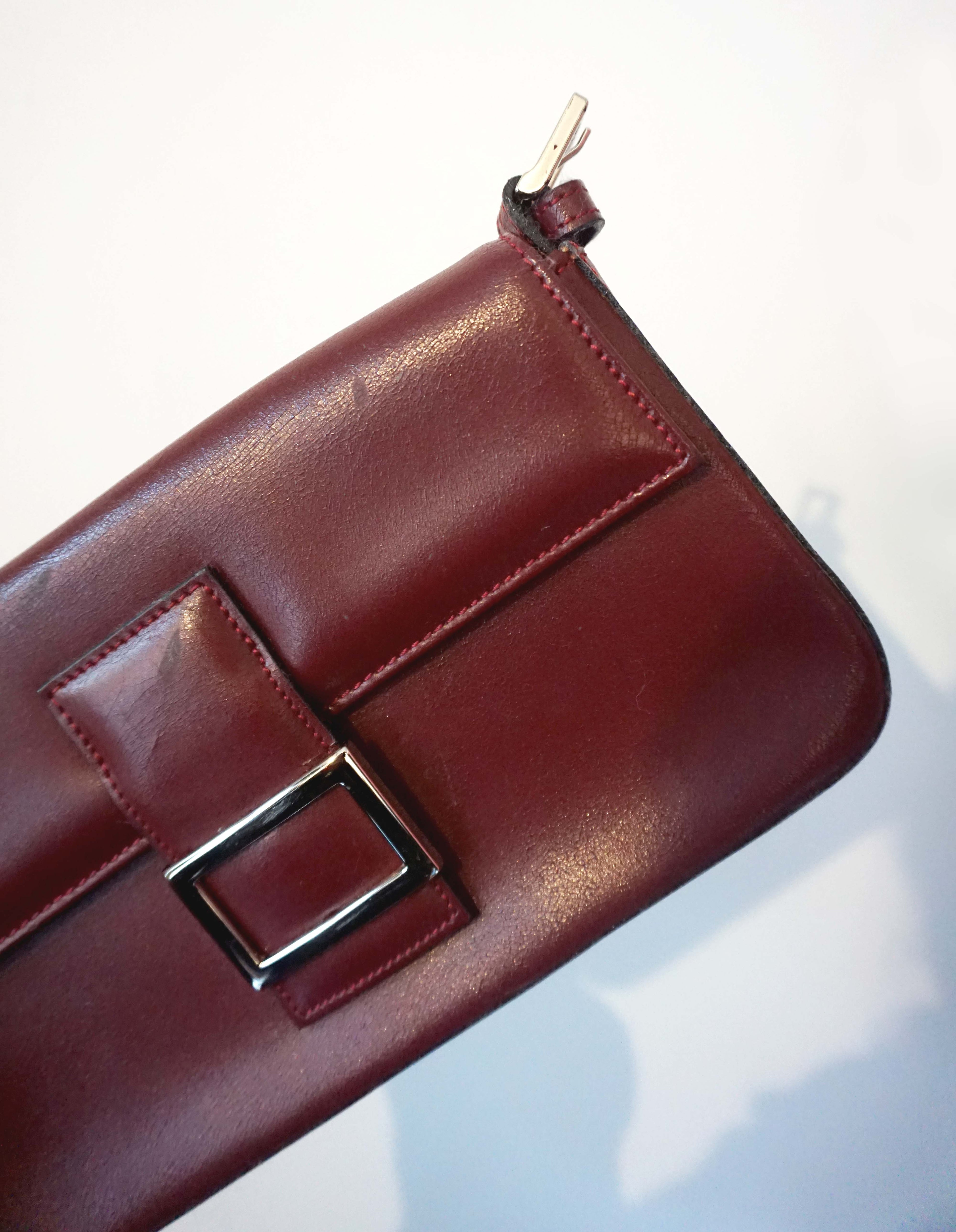 Clutch e tracollina Grilli bordeaux in vera pelle