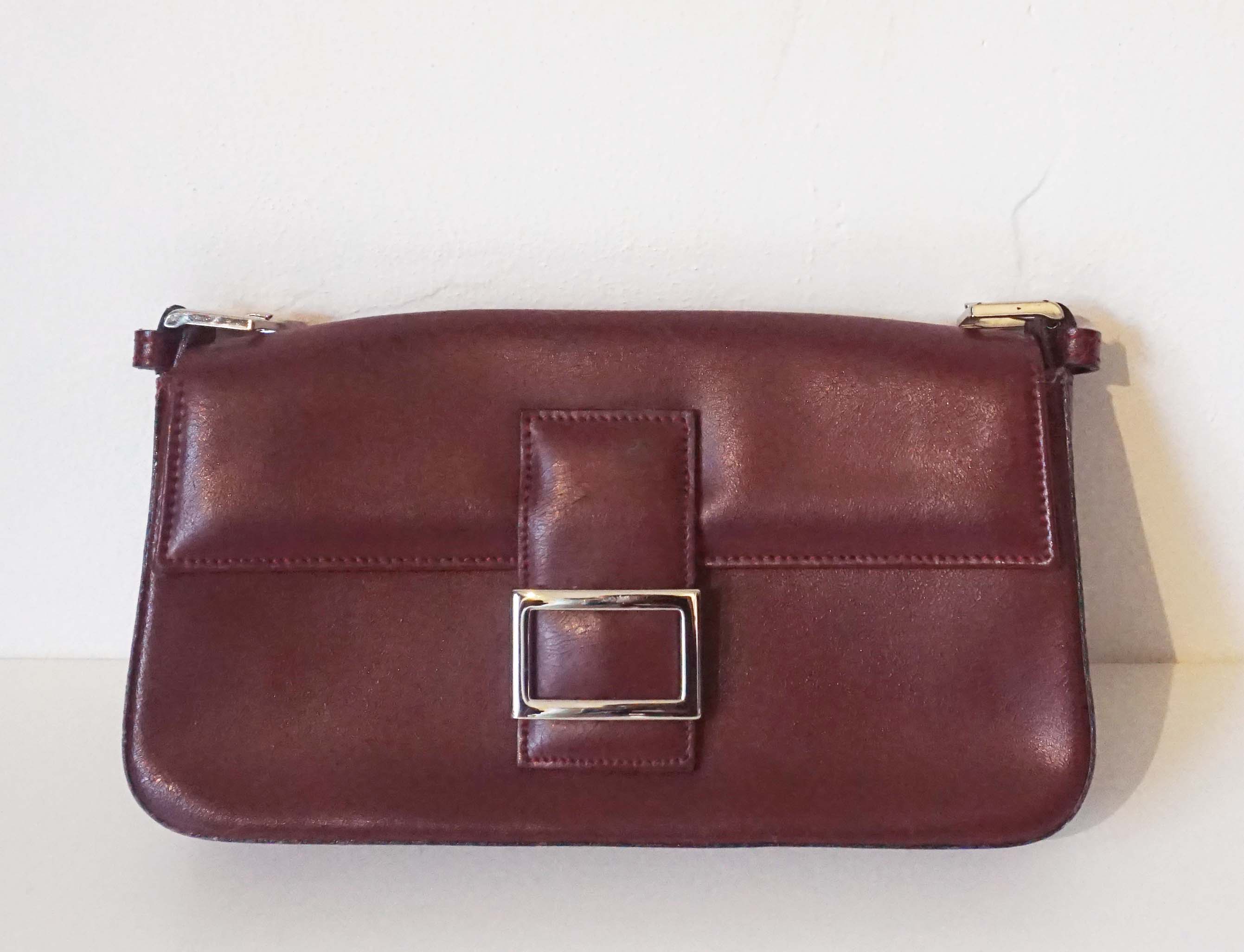 Clutch e tracollina Grilli bordeaux in vera pelle