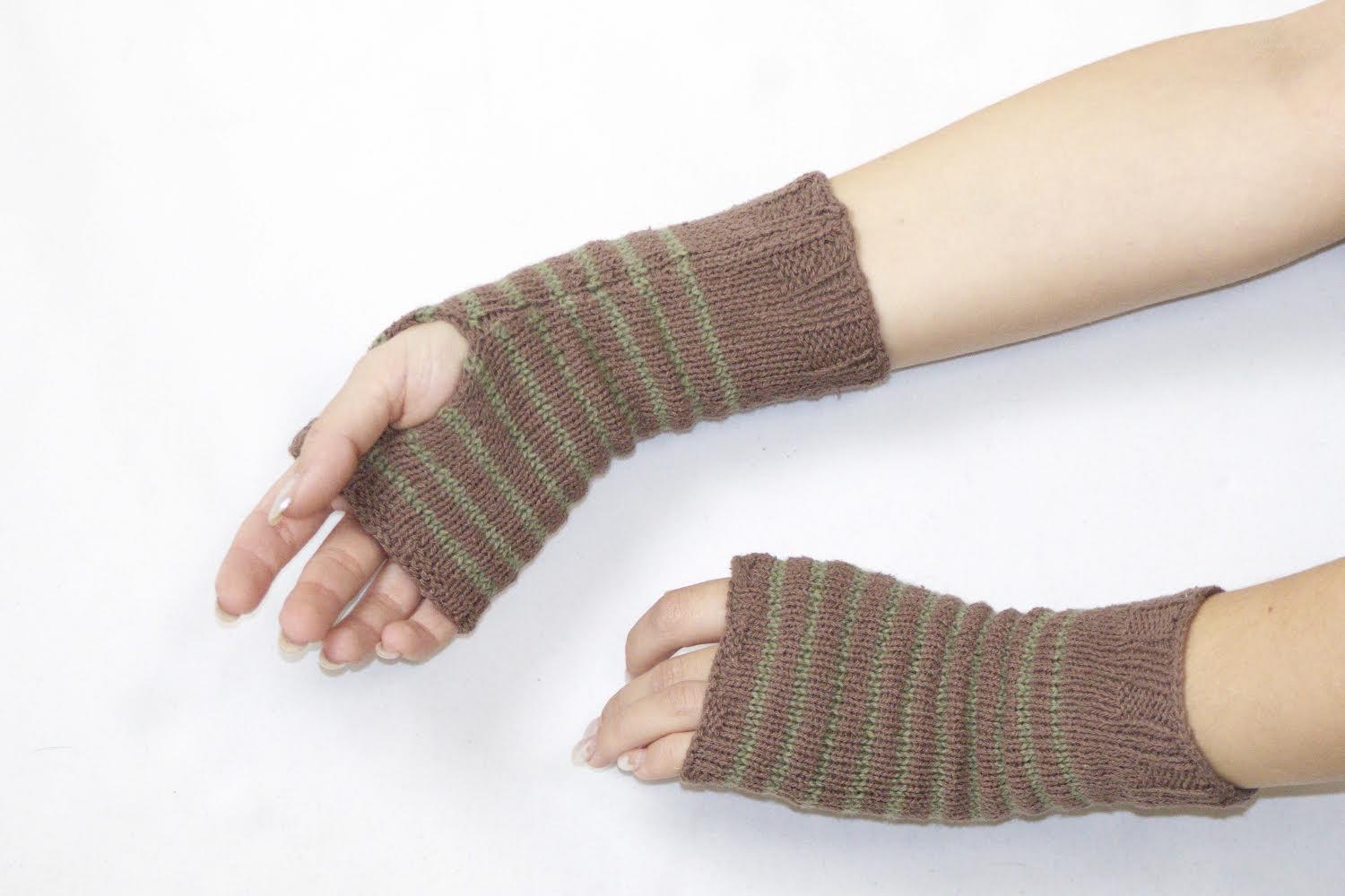 Guanti senza dita a righe