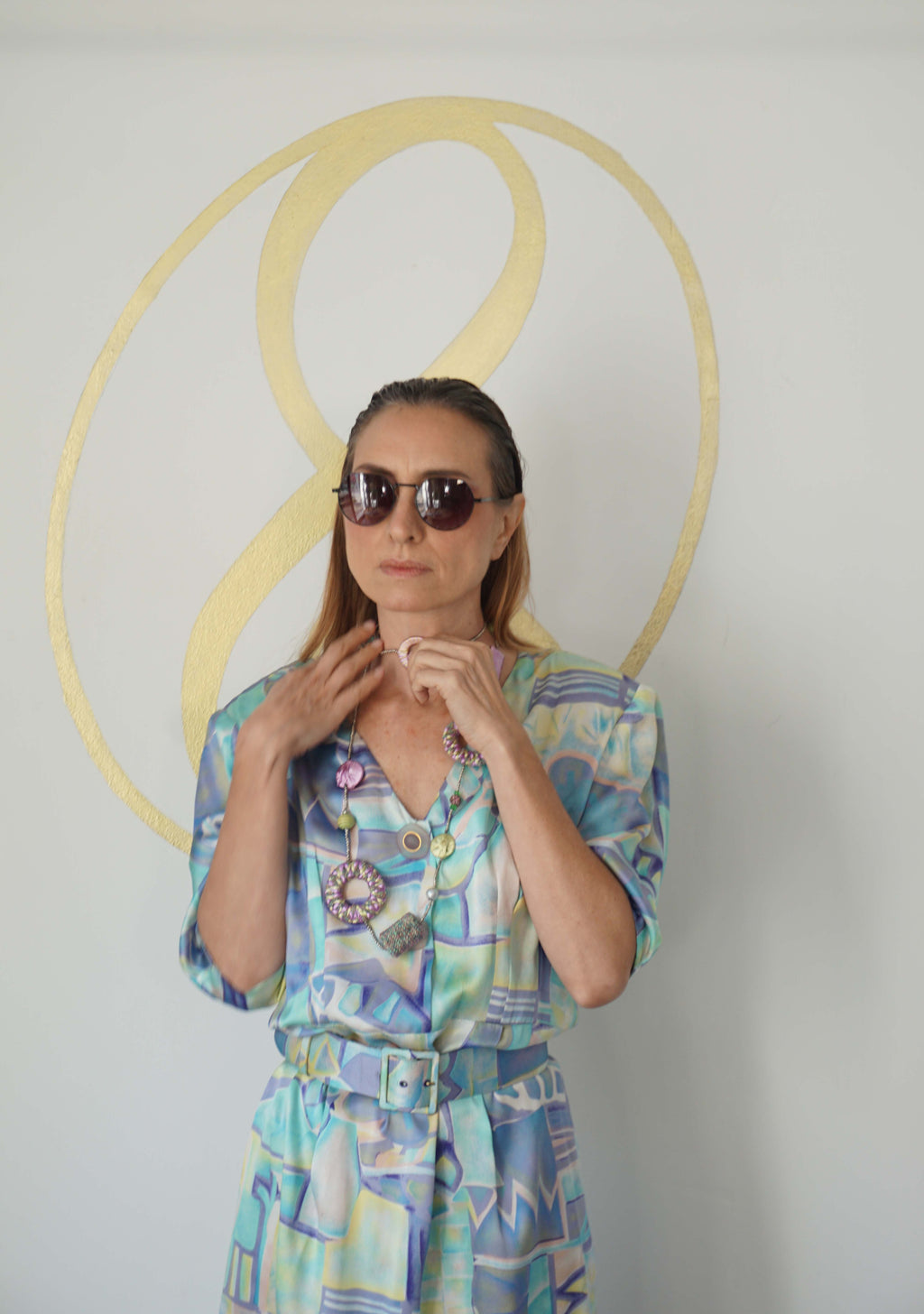 Vestito astratto pastello stampa giometrica