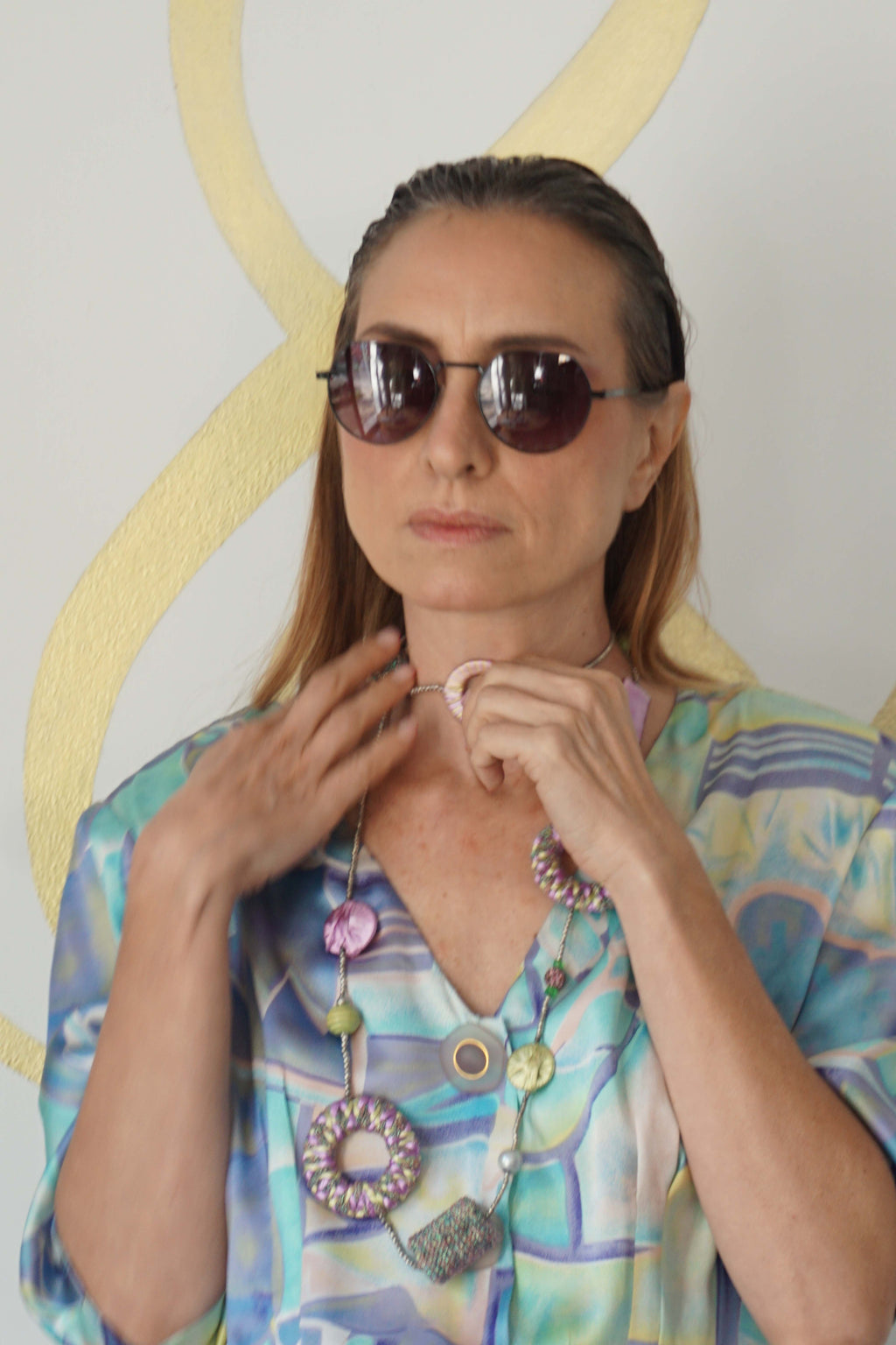 Vestito astratto pastello stampa giometrica