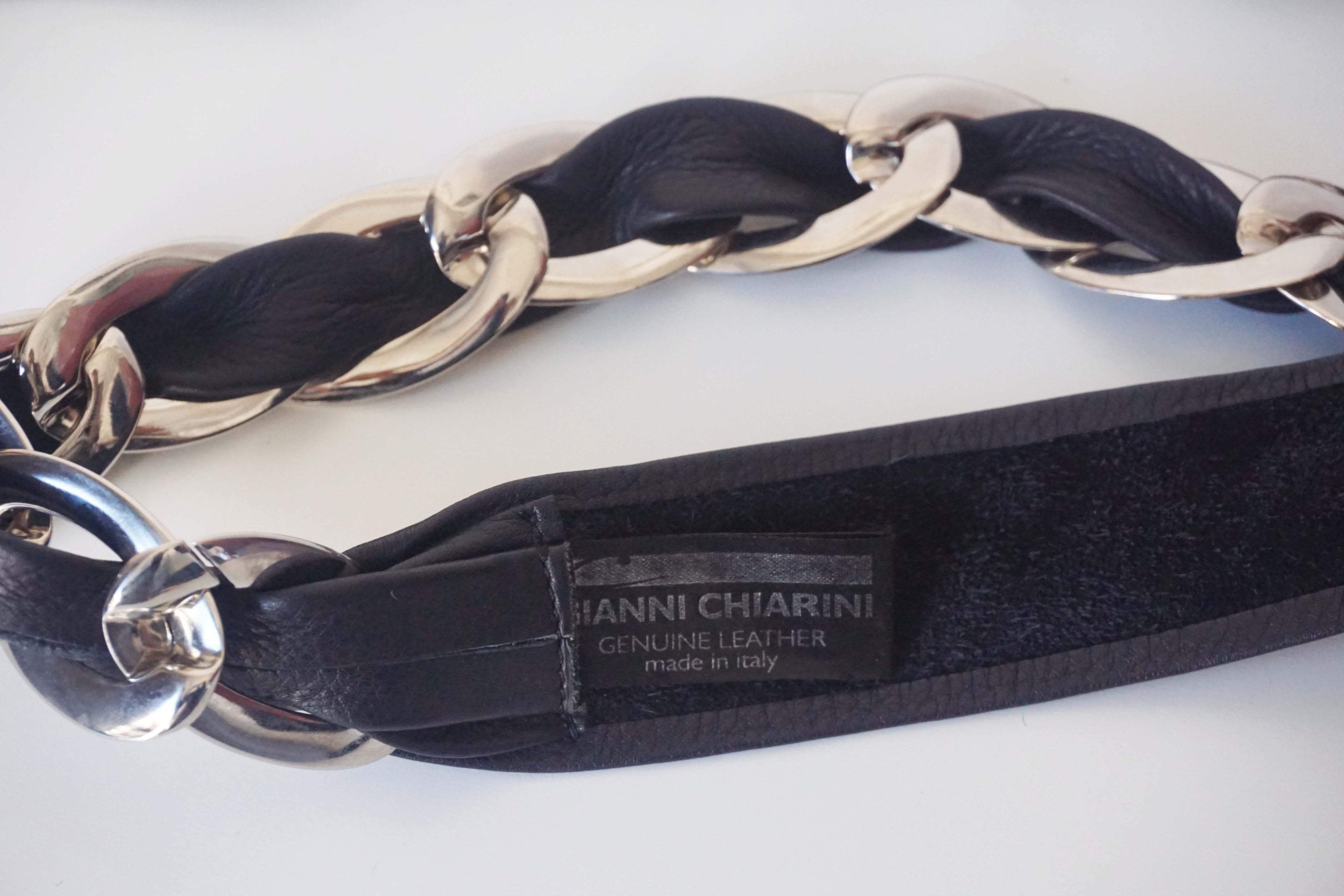 Cintura-fusciacca nera con fibbie metalliche in vera pelle Gianni Chiarini