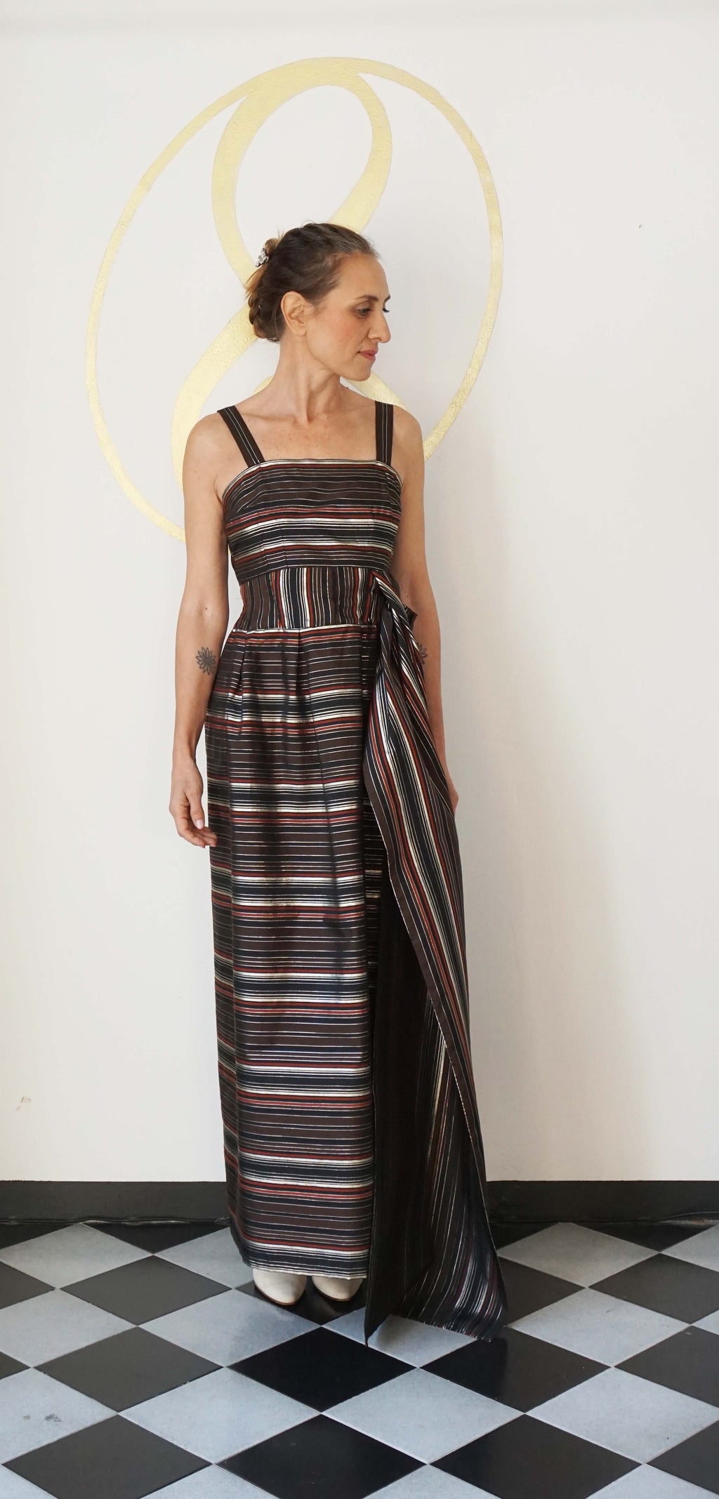 Abito da sera a righe in seta Irene Galitzine