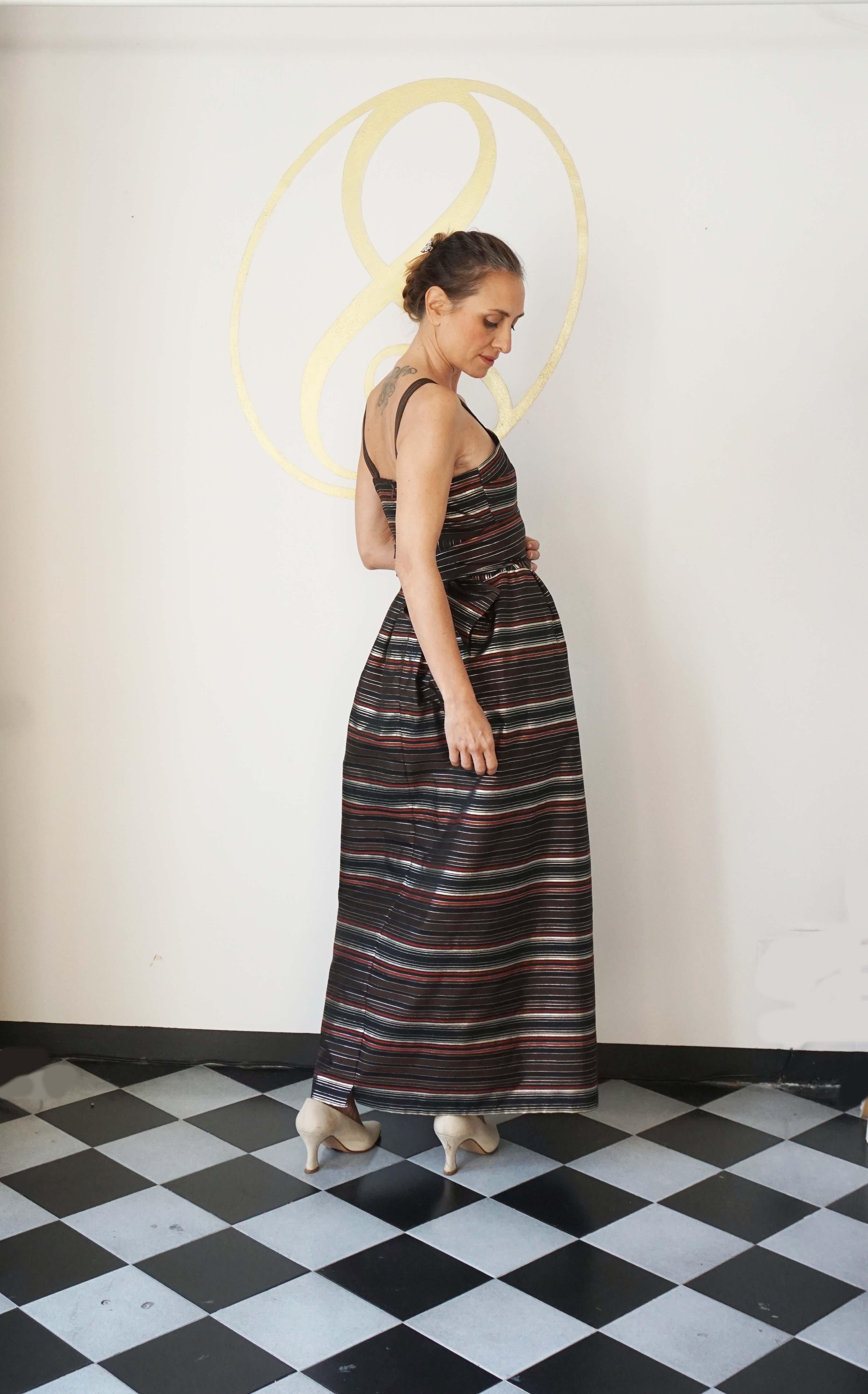 Abito da sera a righe in seta Irene Galitzine