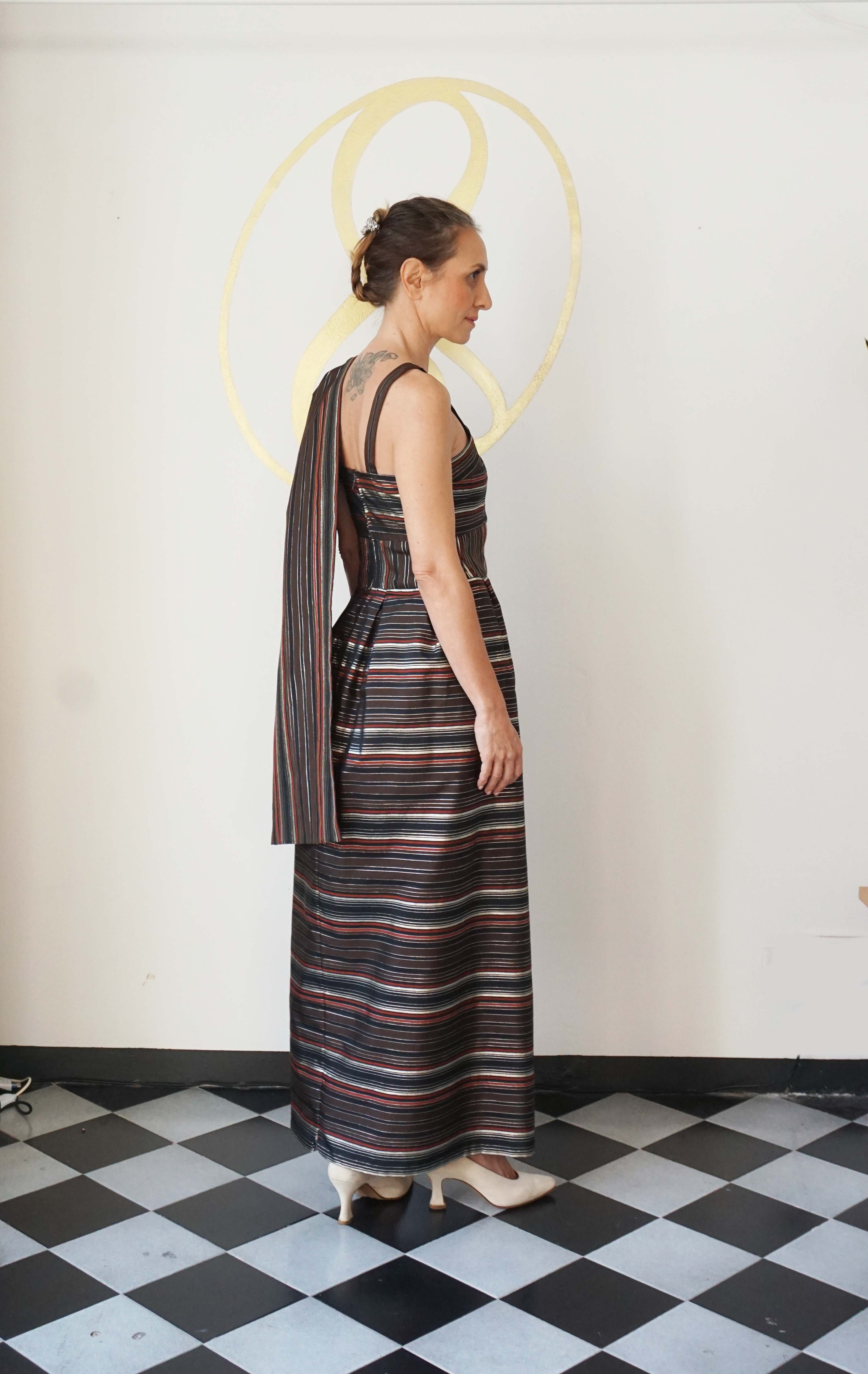 Abito da sera a righe in seta Irene Galitzine