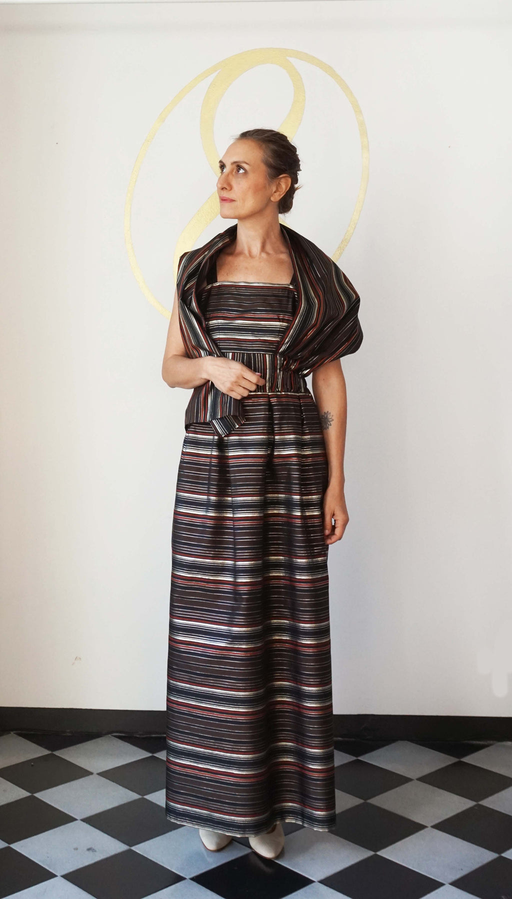 Abito da sera a righe in seta Irene Galitzine