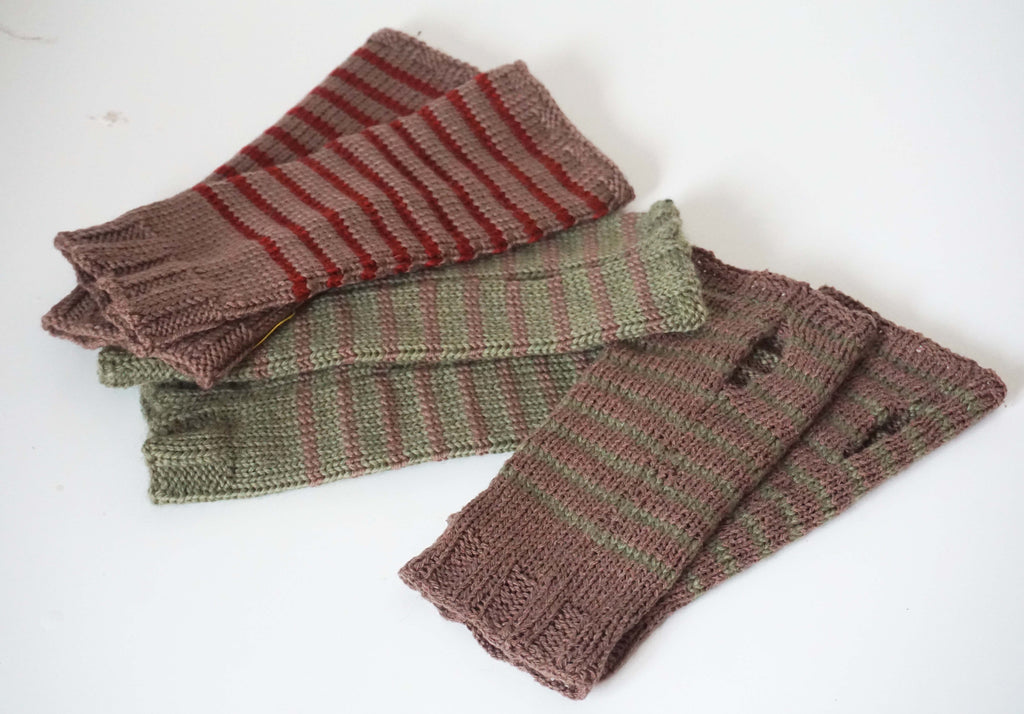 Guanti senza dita a righe