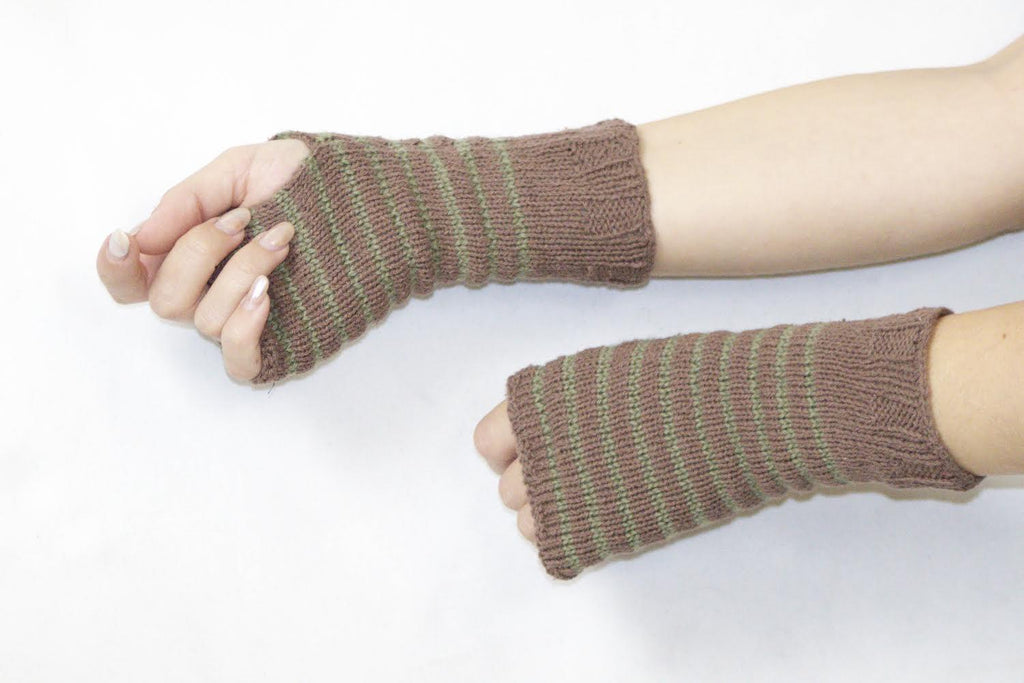 Guanti senza dita a righe