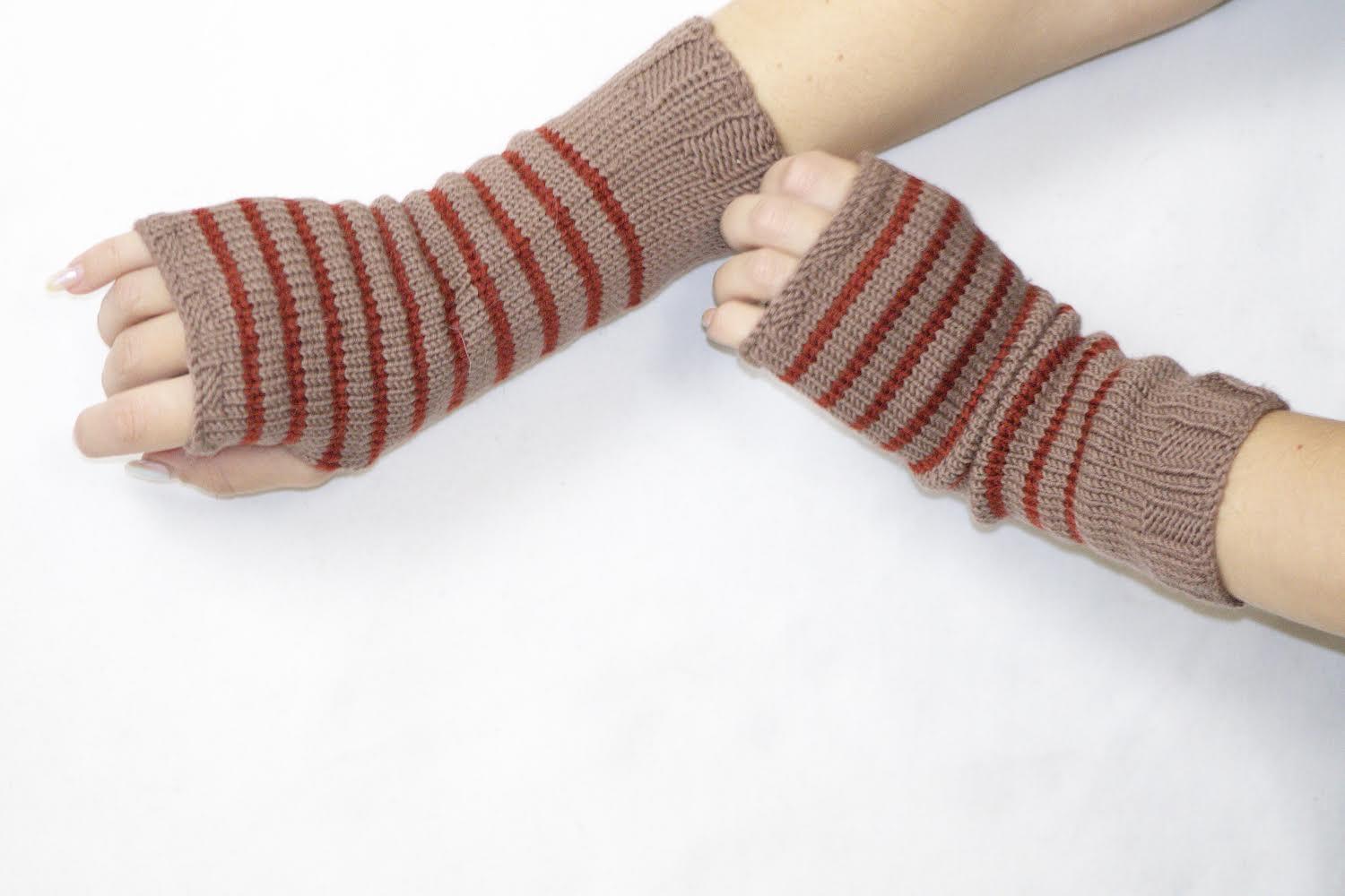 Guanti senza dita a righe